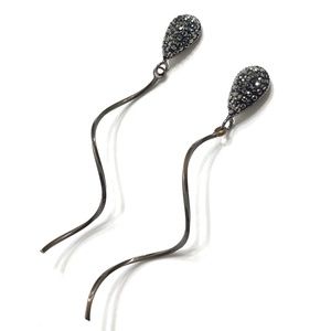 Black pave tadpole earrings